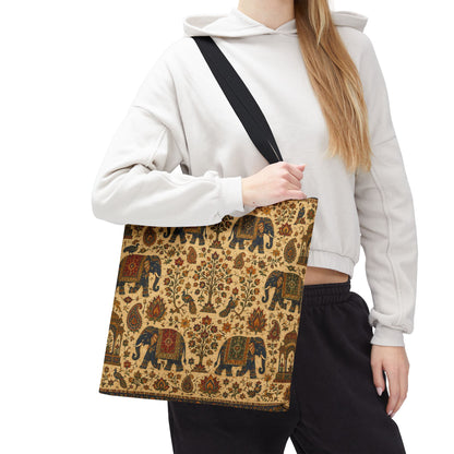 Indian Vintage Traditional Elephant Full Art Tote Bag