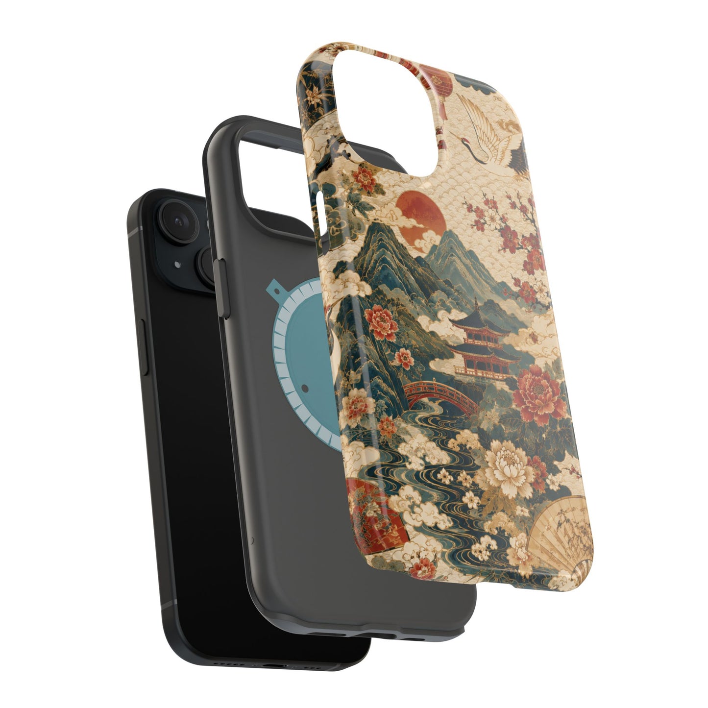East Asian Vintage Landscape iPhone Case | Magnetic Impact-Resistant Case