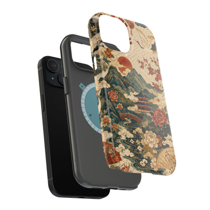 East Asian Vintage Landscape iPhone Case | Magnetic Impact-Resistant Case