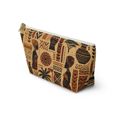 African Tribal Ethnic Silhouette Pattern Accessory Pouch Makeup Bag