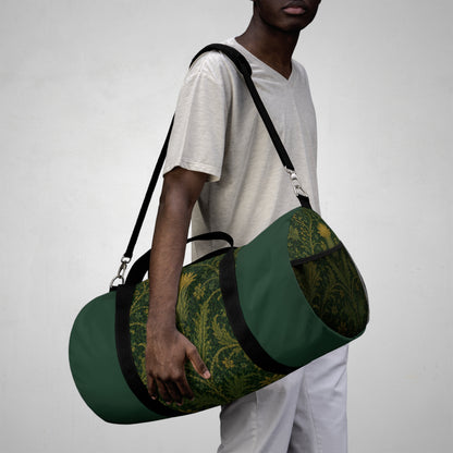 William Morris Forest Green Damask Floral Gym Duffel Bag