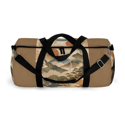 Vintage Japanese Earth Brown Animal Landscape Duffel Gym Bag