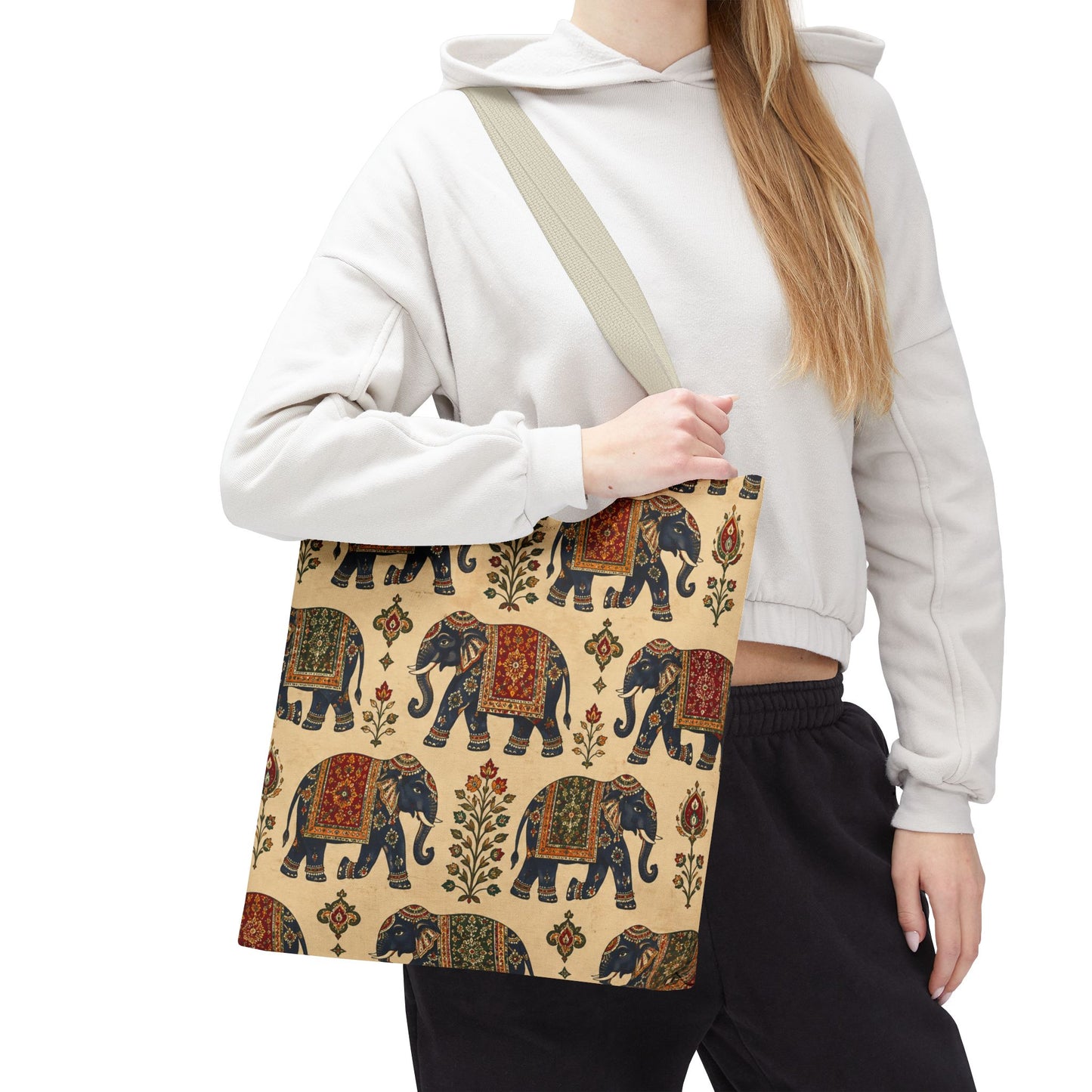 Indian Vintage Traditional Elephant Tapestry Full Art Tote Bag