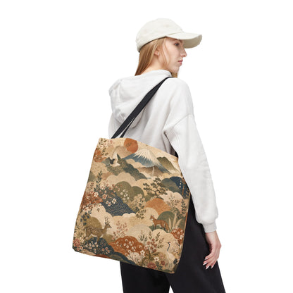 Vintage Japanese Animal Landscape Painting Full Art Tote Bag