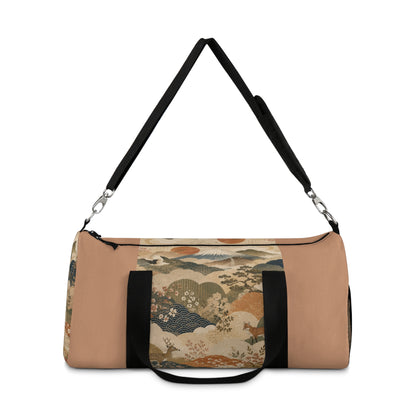 Vintage Japanese Sandy Orange Animal Landscape Duffel Gym Bag