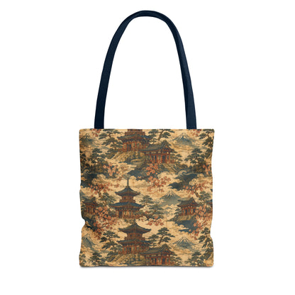 Vintage Japanese Temple Painting Full Art Tote Bag