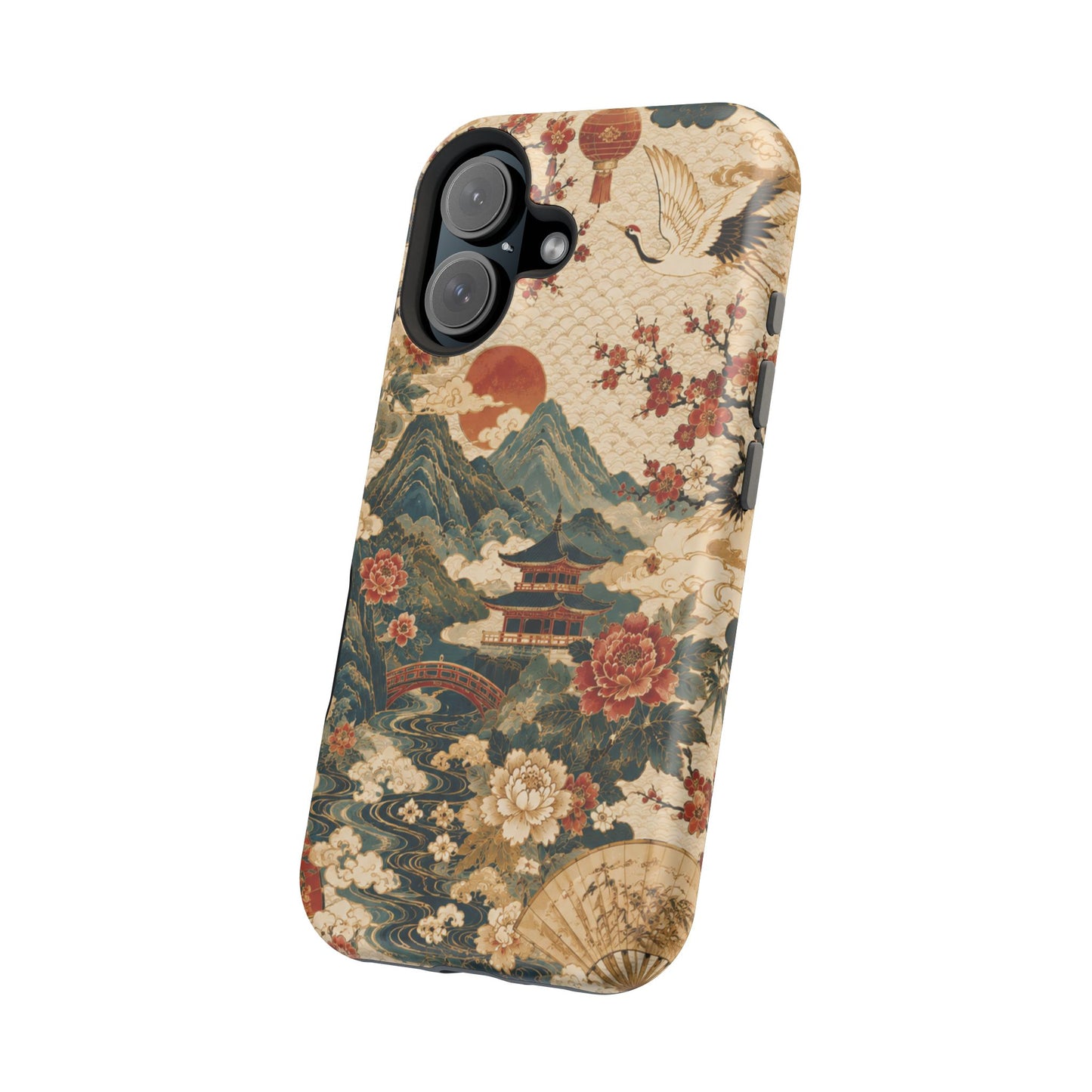East Asian Vintage Landscape iPhone Case | Magnetic Impact-Resistant Case