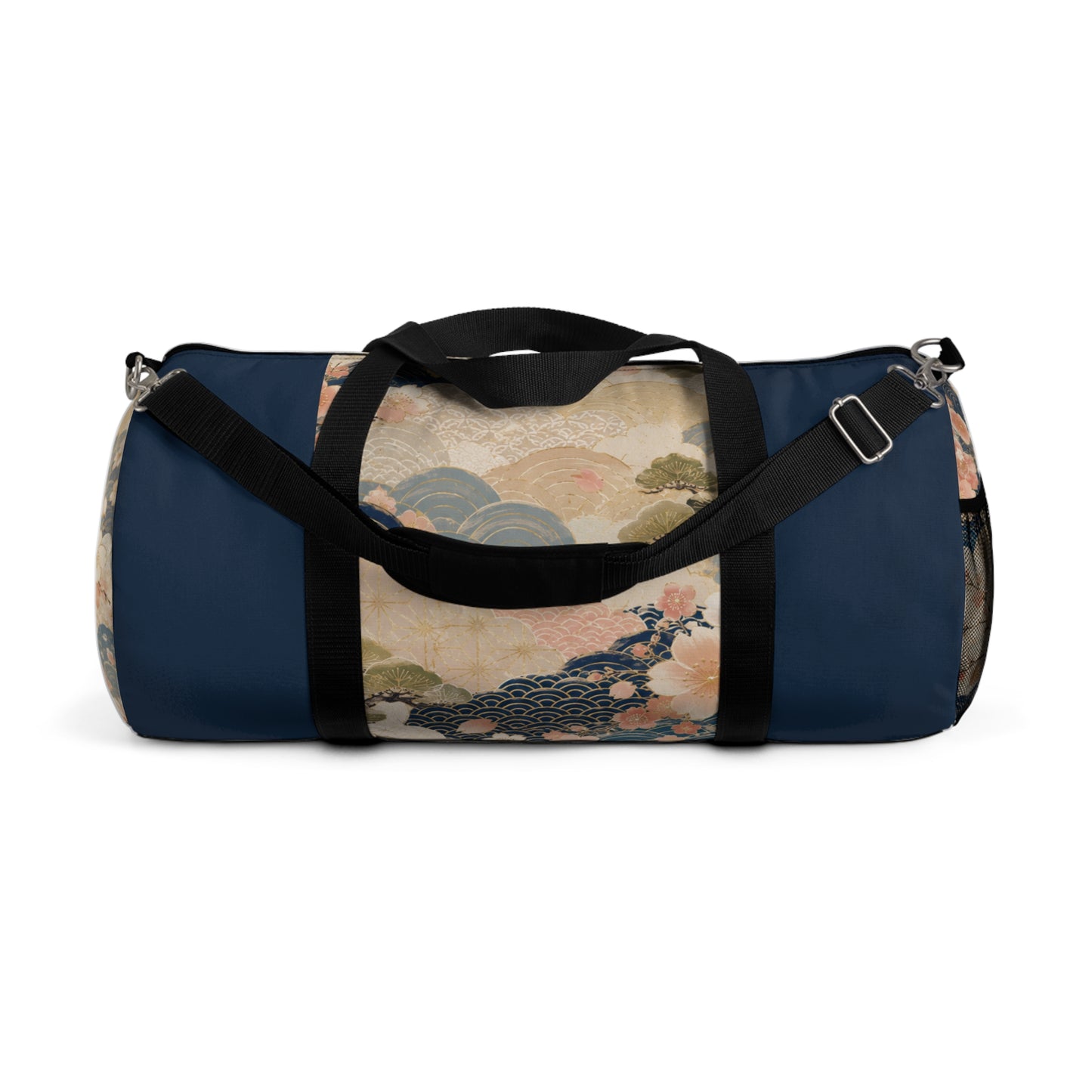Vintage Japanese Navy Blue Wave & Clouds Duffel Bag