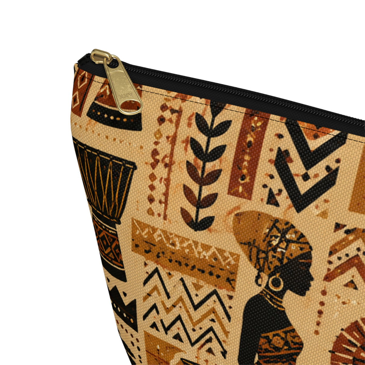 African Tribal Ethnic Silhouette Pattern Accessory Pouch Makeup Bag
