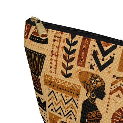 African Tribal Ethnic Silhouette Pattern Accessory Pouch Makeup Bag