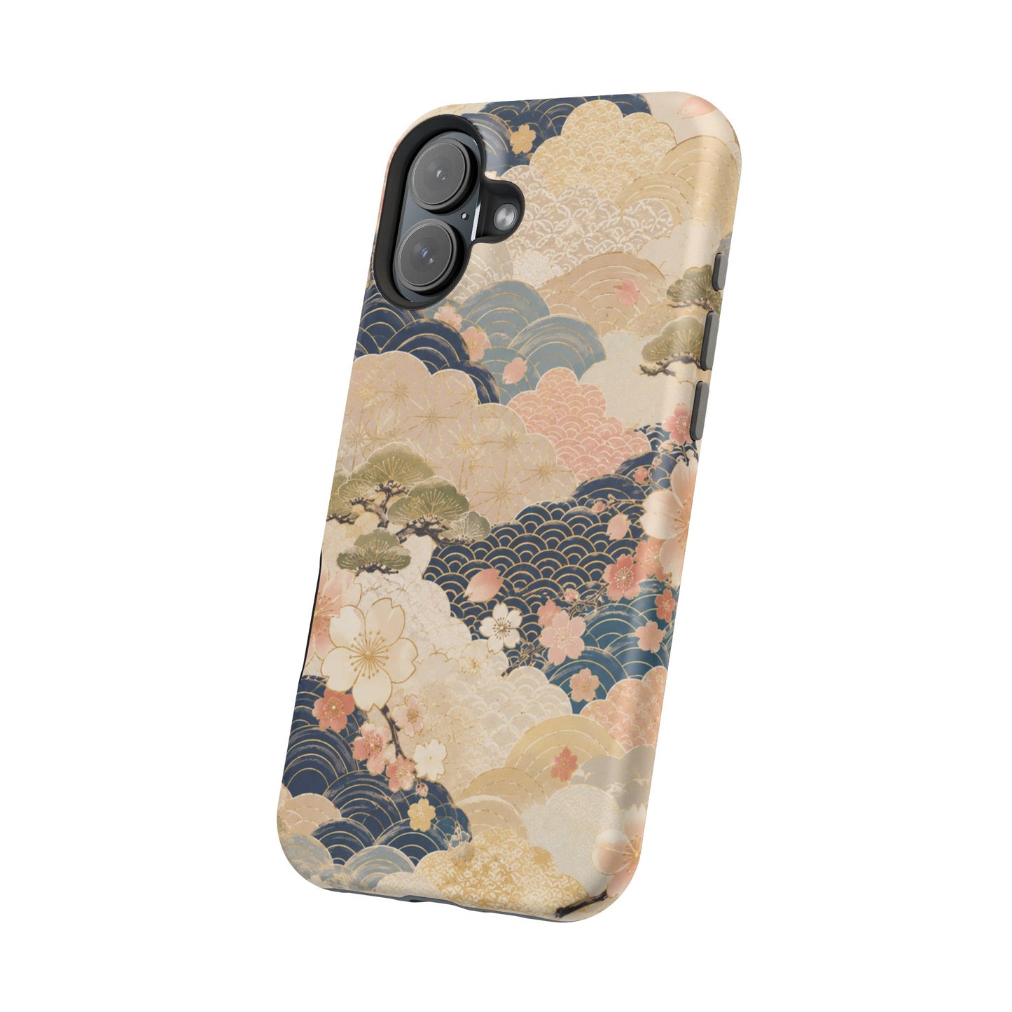 Vintage Japanese Floral Wave Magnetic Impact-Resistant iPhone Cases