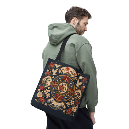 East Asian Vintage Oriental Medallion Full Art Tote Bag