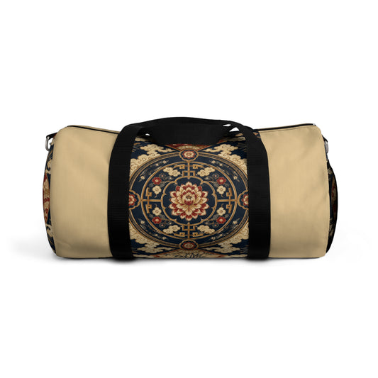 East Asian Mandala Beige Duffel Gym Bag