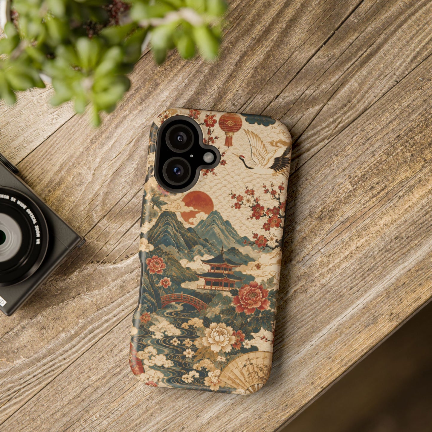 East Asian Vintage Landscape iPhone Case | Magnetic Impact-Resistant Case