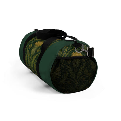William Morris Forest Green Damask Floral Gym Duffel Bag
