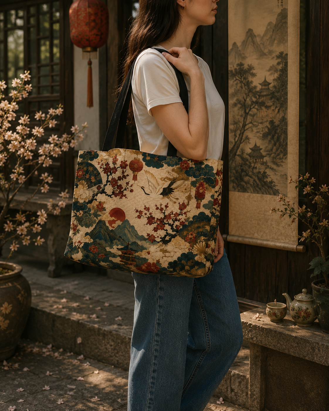 East Asian Vintage Landscape Weekender Tote Bag