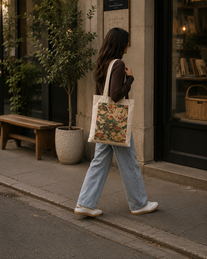100% Natural Cotton East Asian Vintage Landscape Tote Bag