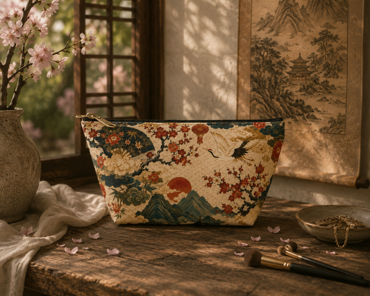 East Asian Vintage Landscape Accessory Makeup Pouch