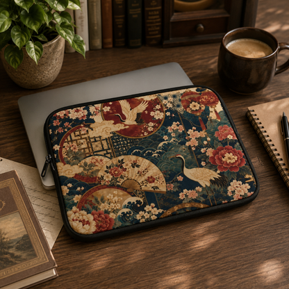 East Asian Floral Crane Pillow Case