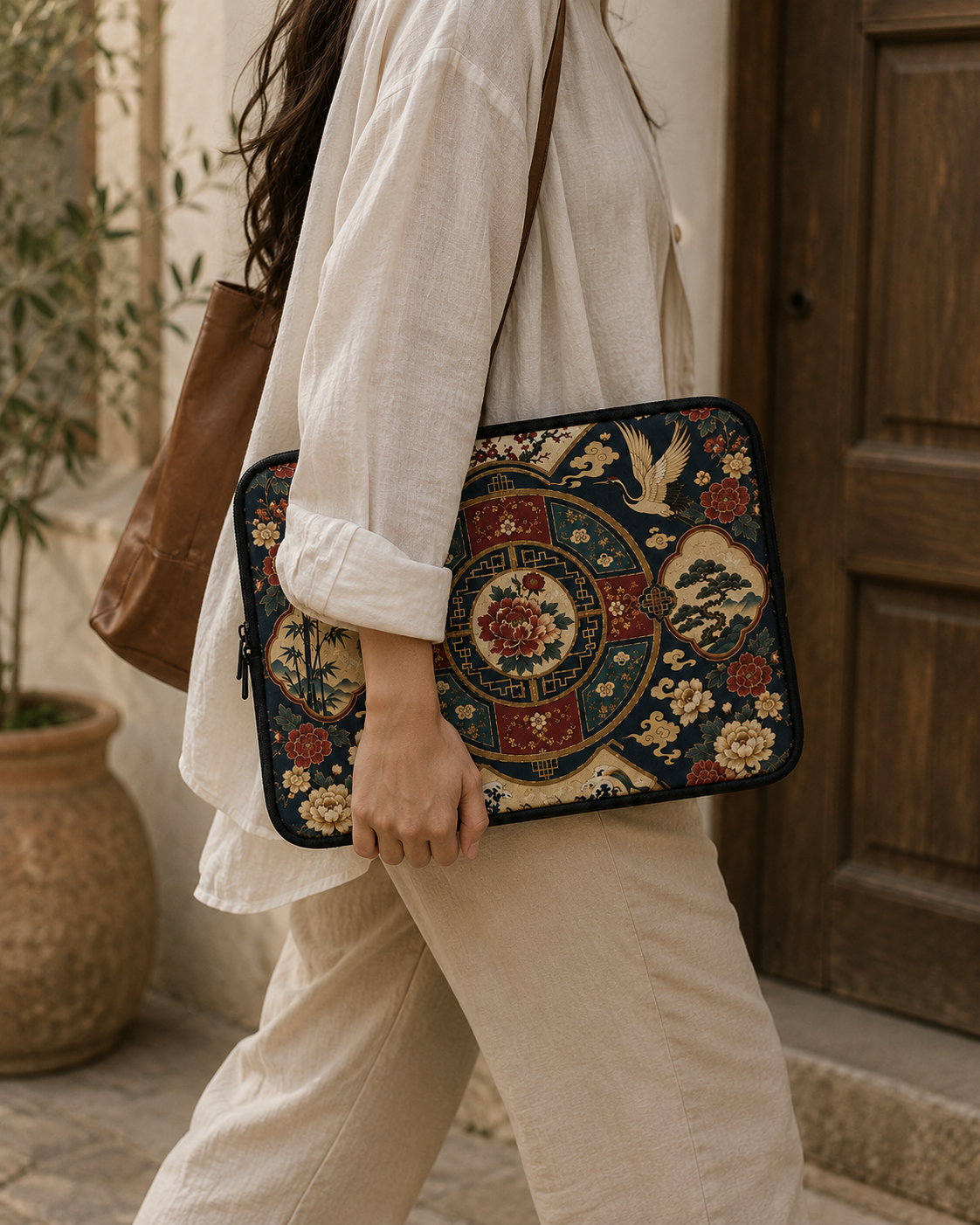 East Asian Oriental Medallion Laptop Sleeve Case