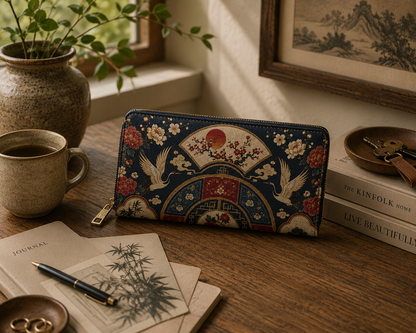 East Asian Oriental Medallion Zipper Wallet