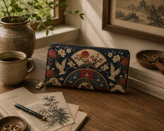 East Asian Oriental Medallion Zipper Wallet