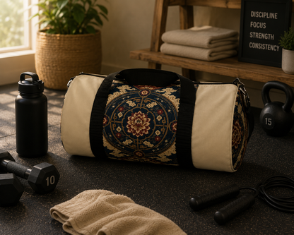 East Asian Mandala Beige Duffel Gym Bag