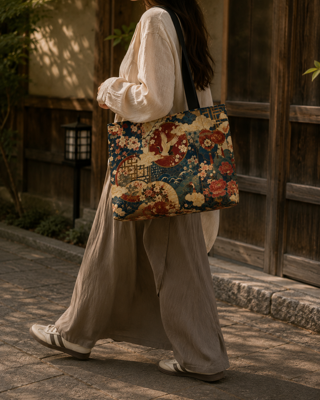 East Asian Floral Crane Weekender Tote Bag
