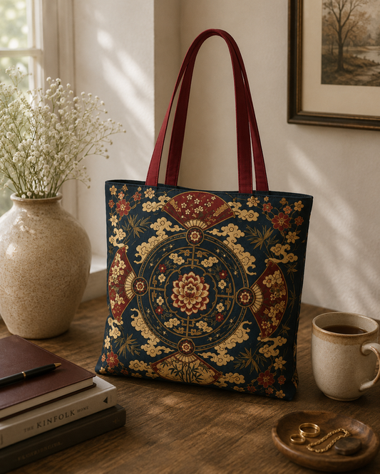 East Asian Mandala Full Art Tote Bag