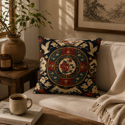 East Asian Oriental Medallion Pillowcase