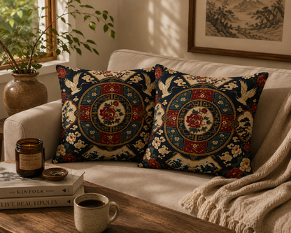 East Asian Oriental Medallion Pillowcase