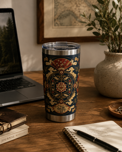 East Asian Mandala Tumbler | 20oz Water Bottle