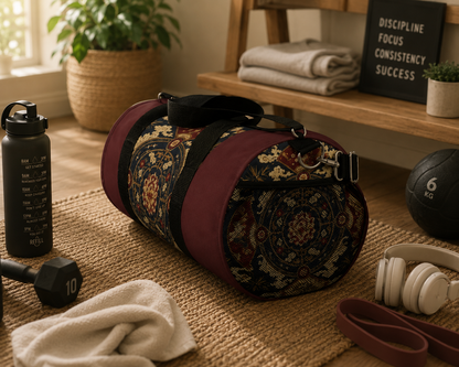 East Asian Mandala Maroon Red Duffel Gym Bag