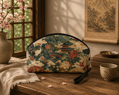 East Asian Vintage Landscape Makeup Bag