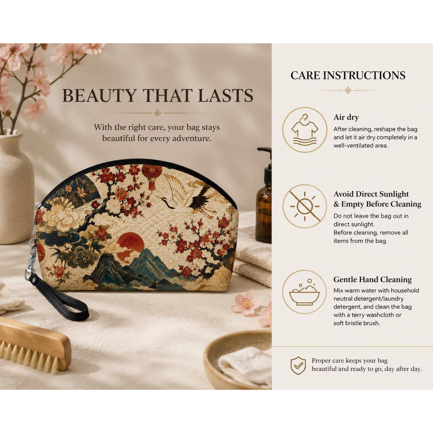 East Asian Vintage Landscape Makeup Bag