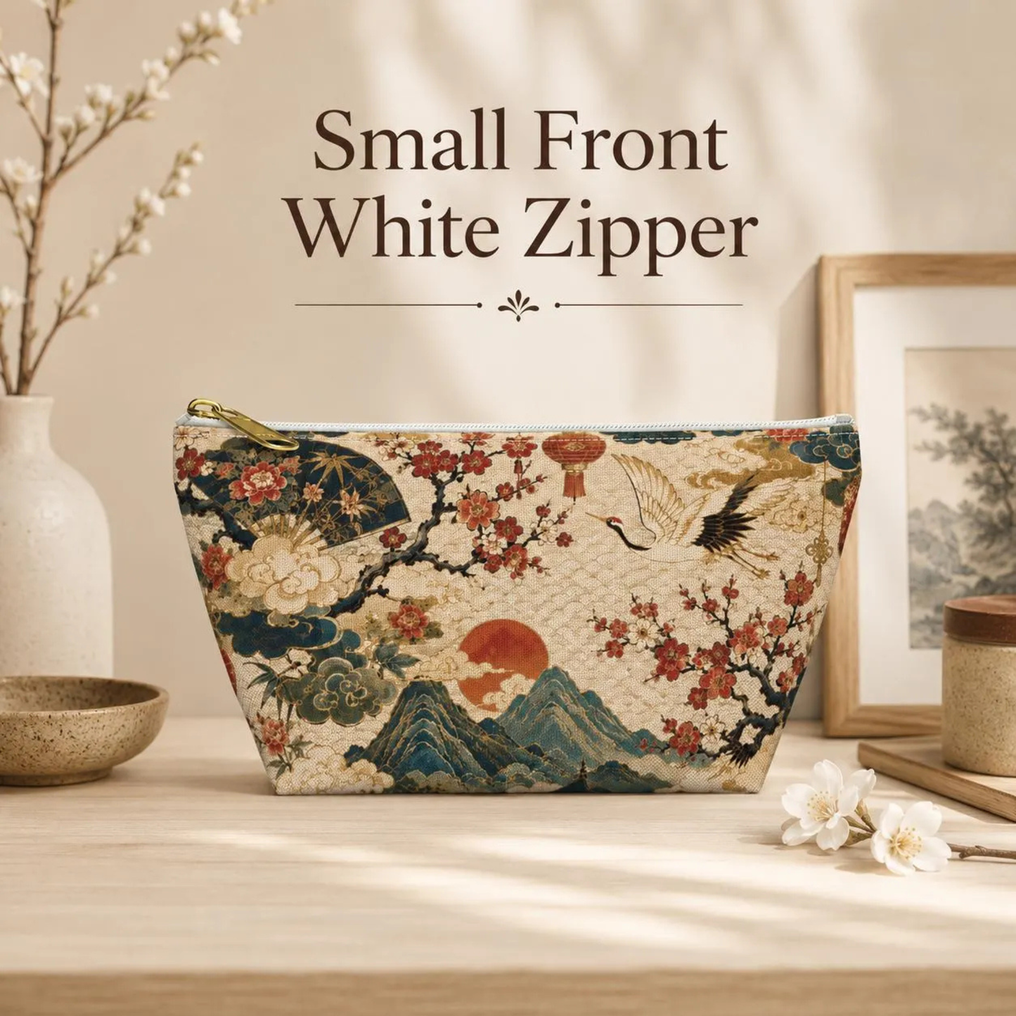 East Asian Vintage Landscape Accessory Makeup Pouch