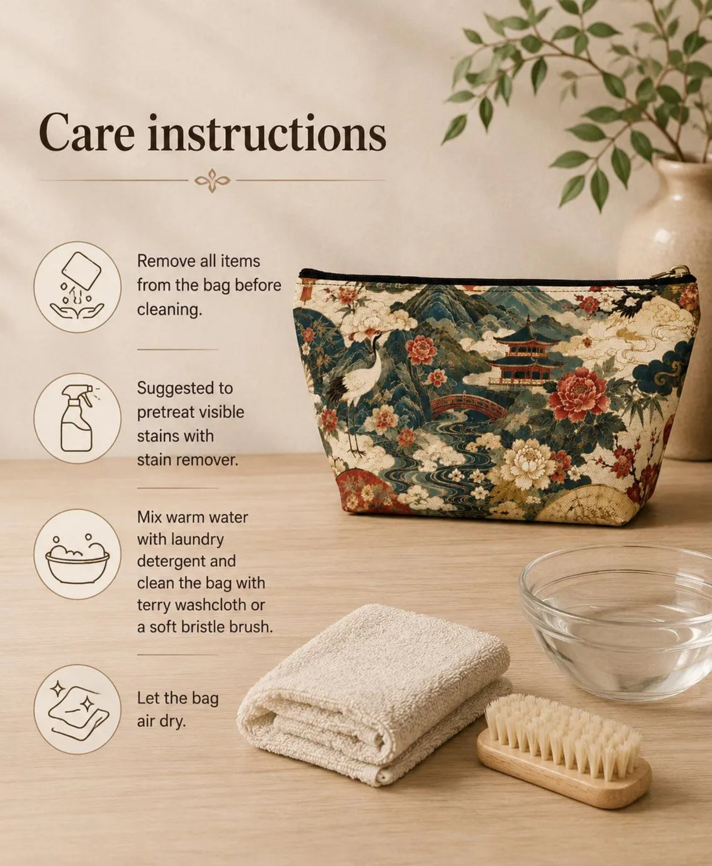 East Asian Vintage Landscape Accessory Makeup Pouch