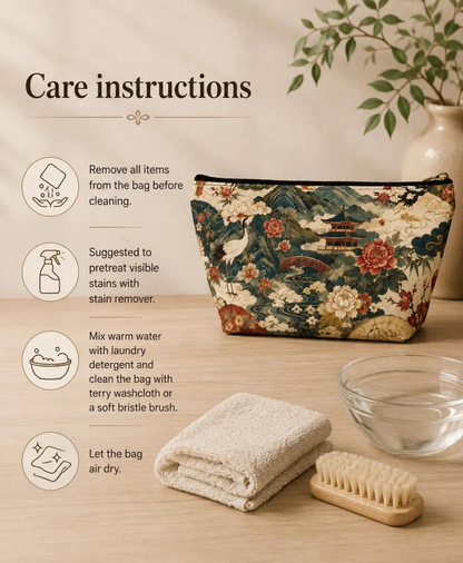 East Asian Vintage Landscape Accessory Makeup Pouch