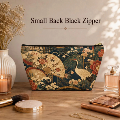 East Asian Floral Crane Accessory Makeup Pouch