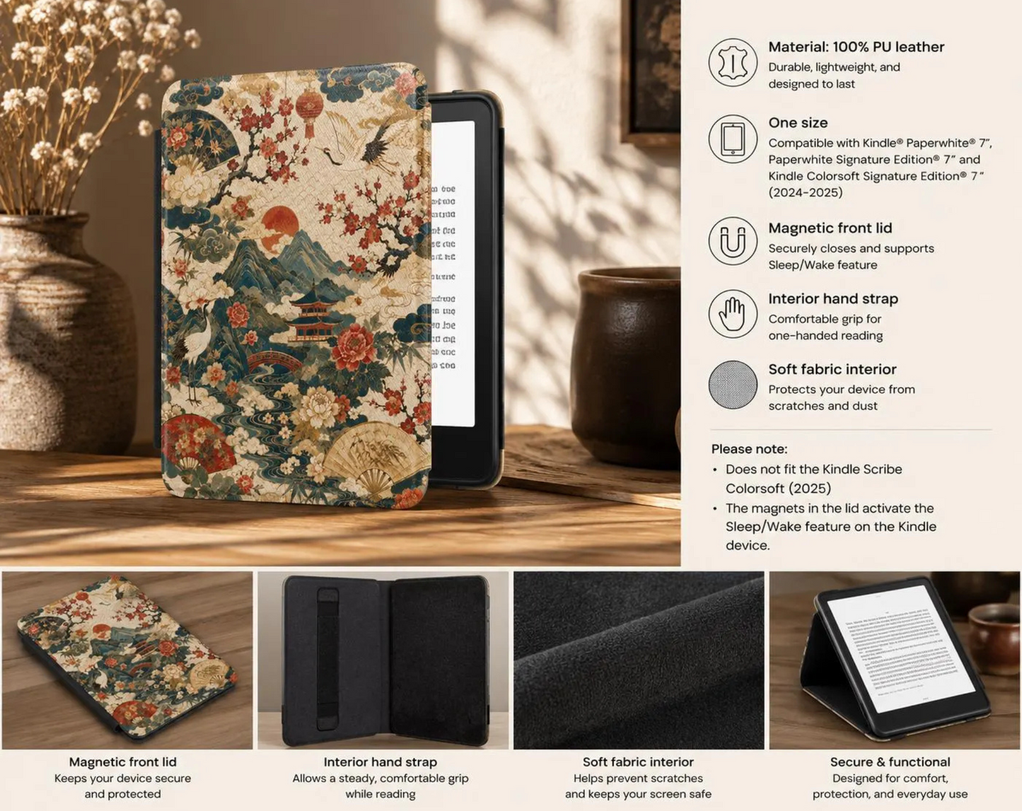 East Asian Vintage Landscape Kindle Case