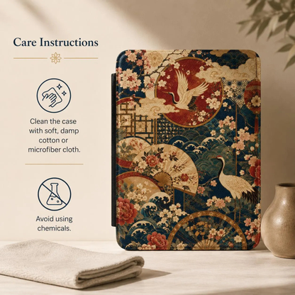 East Asian Floral Crane Kindle Case