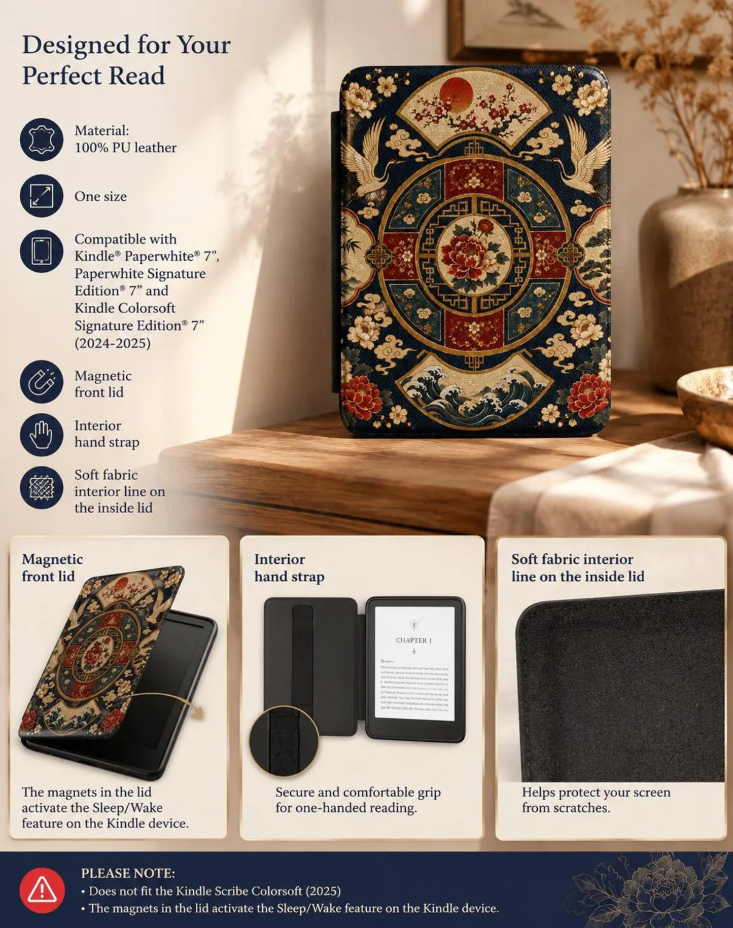 East Asian Vintage Oriental Medallion Kindle Case