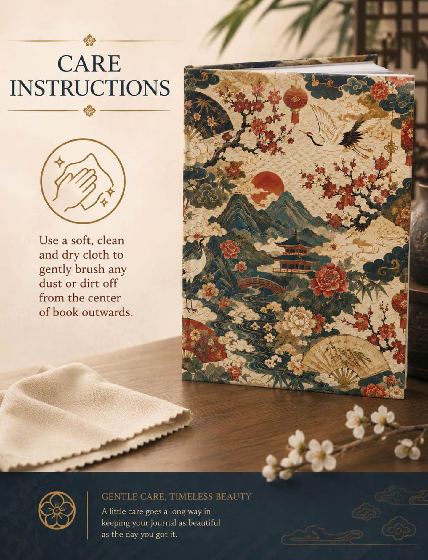 East Asian Vintage Landscape Hardcover Journal