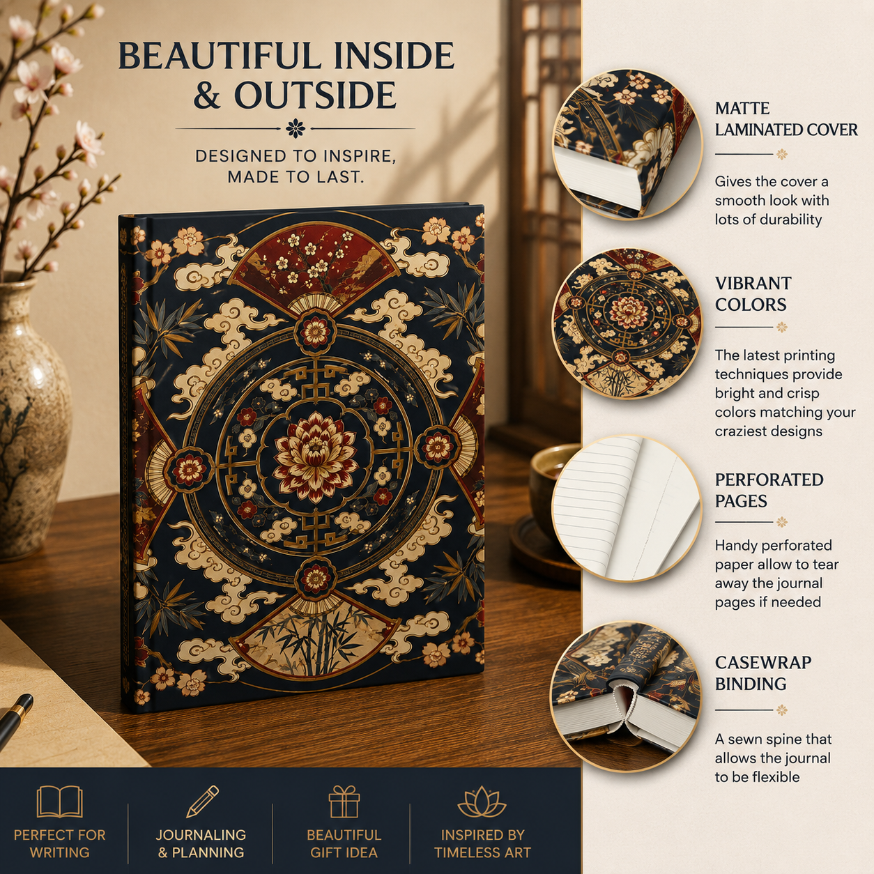East Asian Mandala Hardcover Journal