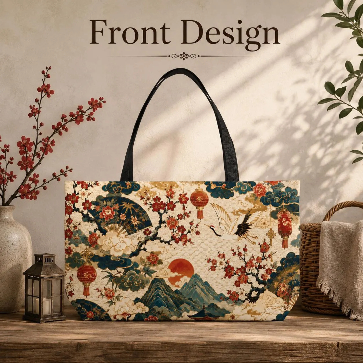 East Asian Vintage Landscape Weekender Tote Bag