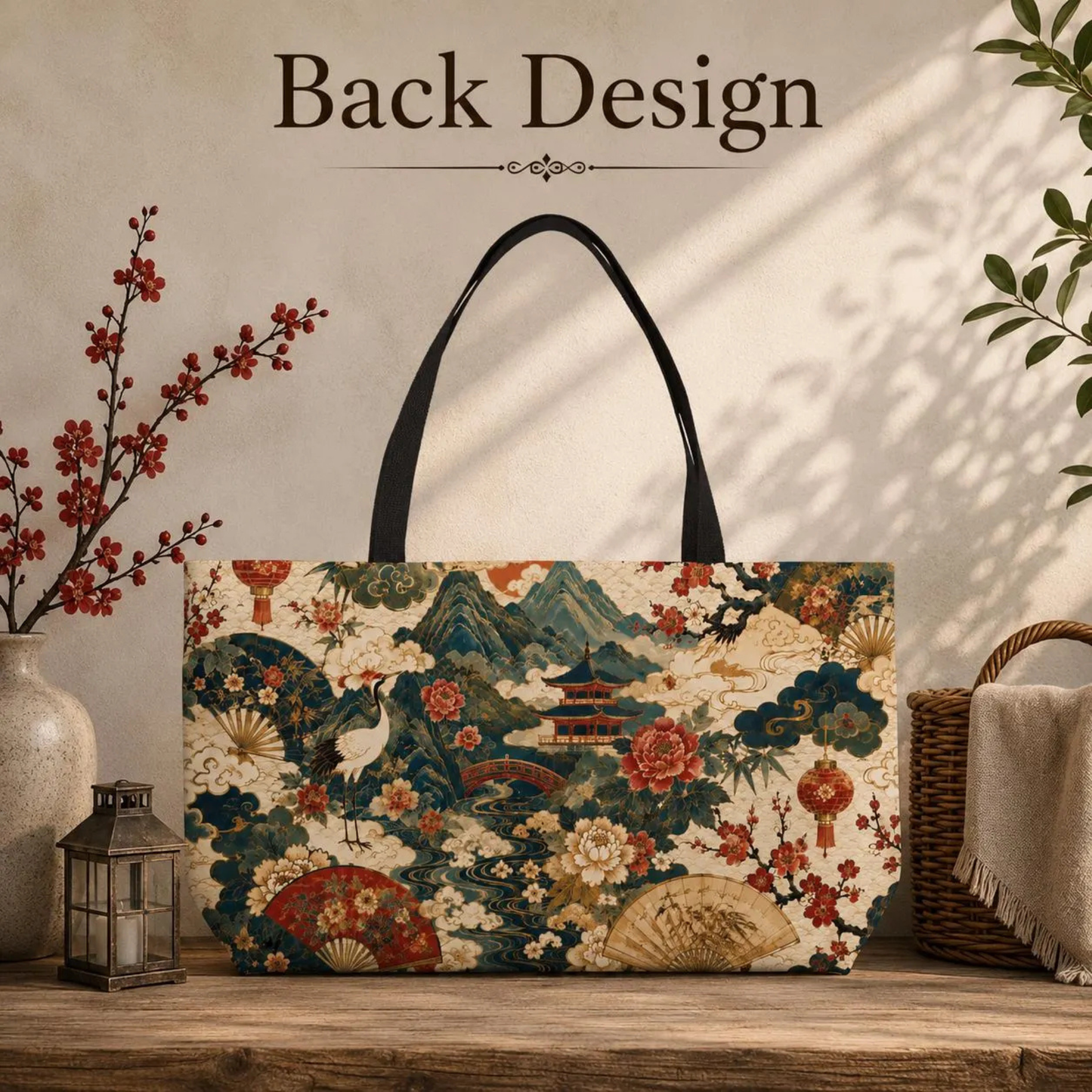 East Asian Vintage Landscape Weekender Tote Bag