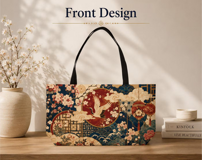 East Asian Floral Crane Weekender Tote Bag