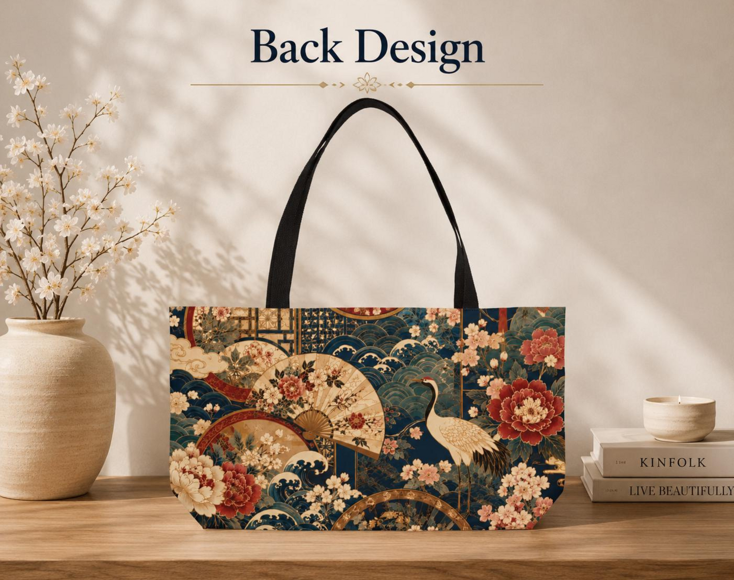East Asian Floral Crane Weekender Tote Bag