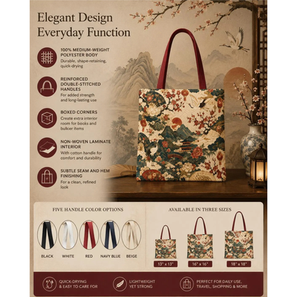 East Asian Vintage Landscape Full Art Tote Bag