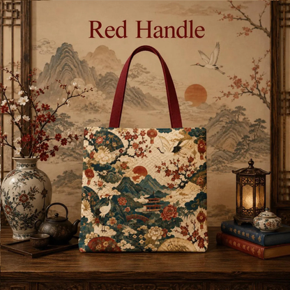 East Asian Vintage Landscape Full Art Tote Bag